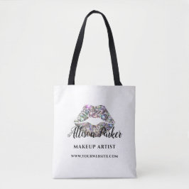 Tote Bag Maquillage Parties scintillant en argent Artiste K