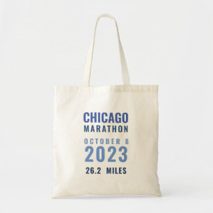 Tote Bag Marathon bleu foncé Chicago Texte personnalisé