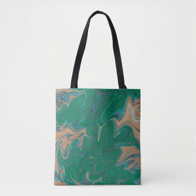 Tote Bag Marble Forms – Green & Gold Natural Flow (Devant)