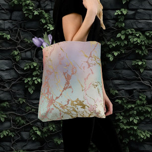 Tote Bag Marbre beige élégant Mint Sage Green Rose Gold