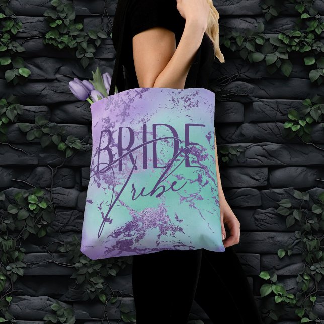 Tote Bag Marbre Élégant | Tribu de la Mariée Lavande Violet (Créateur téléchargé)