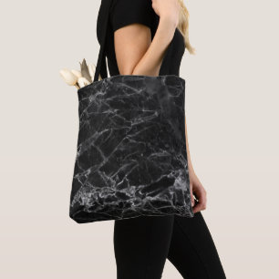 Tote Bag Marbre Noir Avec Grain Argent