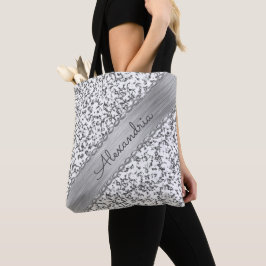 Tote Bag Marbre personnalisé Glittery Silver