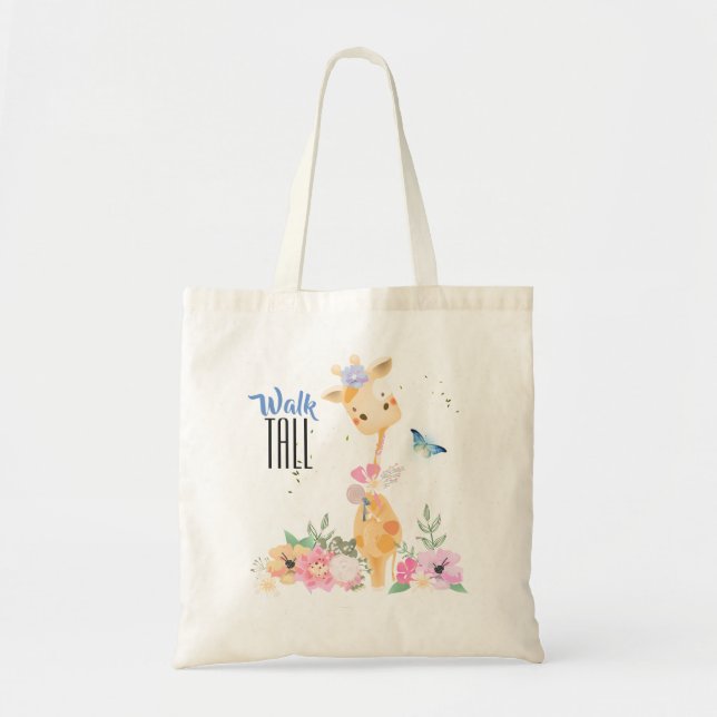 Tote Bag Marche de Giraffe Cute Grande Typographie (Devant)
