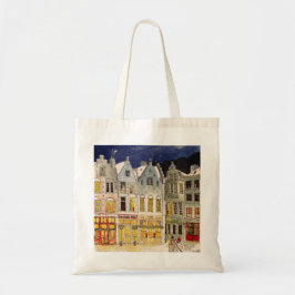 Tote Bag Marché de Noël Belgique Aquarelle d'inspiration ré