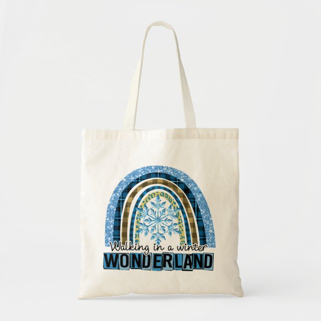 Tote Bag Marcher dans une Wonderland d'hiver | Blue Rainbow (Devant)