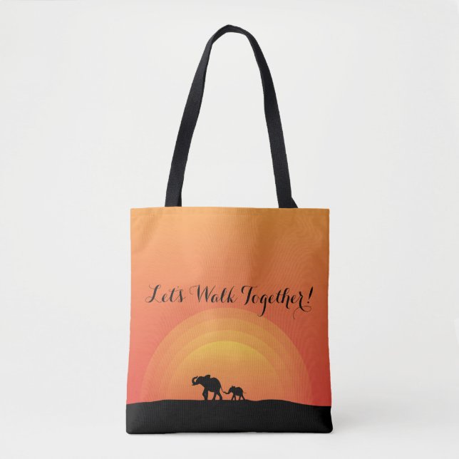 Tote Bag "Marchons ensemble" concepteur d'éléphant de (Devant)
