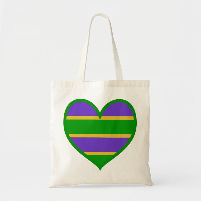 Tote Bag Mardi Gras Coeur rayé (Devant)