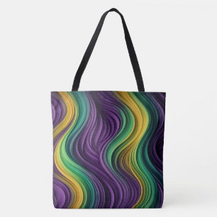 Tote Bag Mardi Gras coloré à motif vague