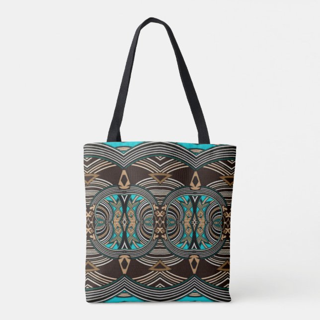 Tote Bag Marées océaniques Abstraites tribales (Dos)