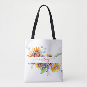 Tote Bag Marguerites aquarelle personnalisées  