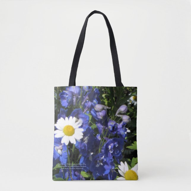 Tote Bag Marguerites et delphiniums. Bleu de (Devant)