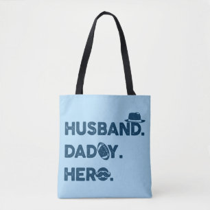Tote Bag Mari. Papa. Héros. Graphisme rétro