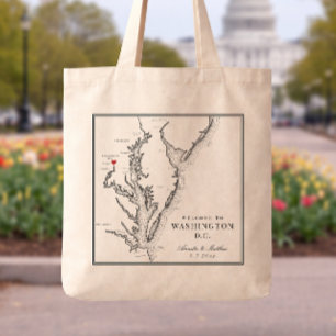 Tote Bag Mariage à Washington DC Accueil Noir et Blanc