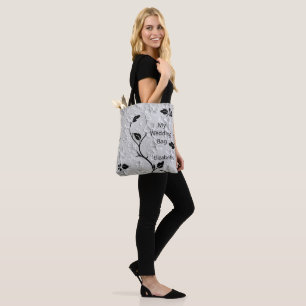 Tote Bag Mariage Abstrait personnalisé Florales Noir Blanc