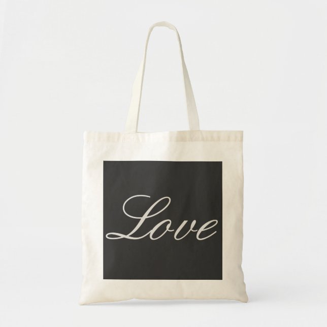 Tote Bag Mariage Amour Fond Gris Élégant (Devant)