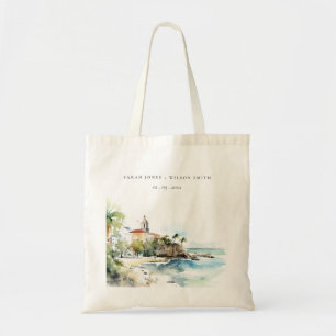Tote Bag Mariage aquarelle paysage San Juan Porto Rico