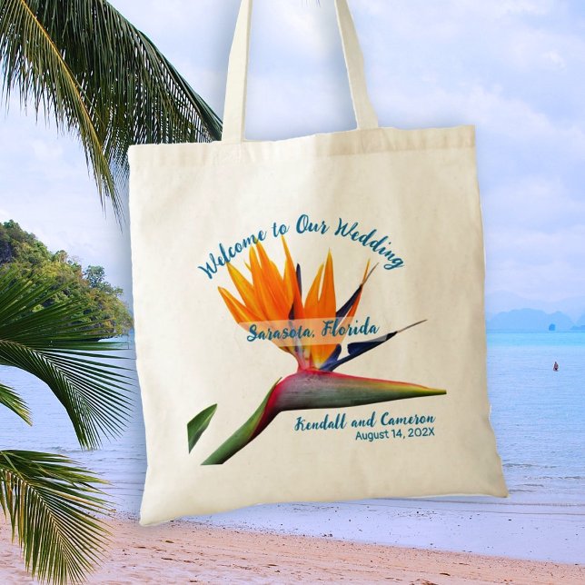 Tote Bag Mariage Bienvenue Oiseau de paradis Personnalisé (Créateur téléchargé)