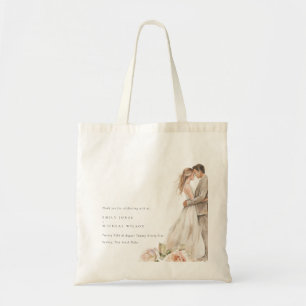 Tote Bag Mariage botanique souple Rose floral Couple