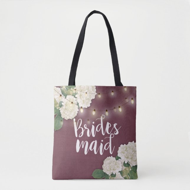 Tote Bag Mariage Bridesmaid Hydrangea Fleurs Éclairages à c (Devant)