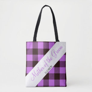 Tote Bag Mariage Cadeau Orchidée Tartan Mère De La Salle