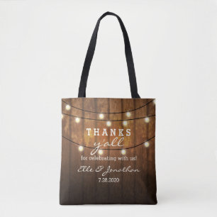 Tote Bag Mariage campagnard rustique en bois de grange Merc