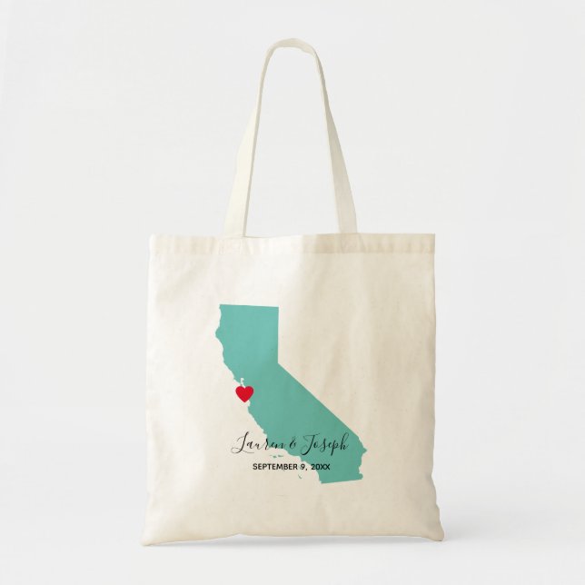 Tote Bag Mariage de Californie Turquoise légère Bienvenue (Devant)