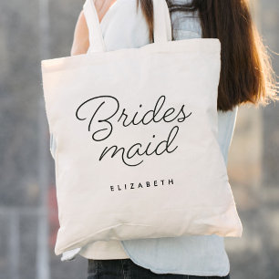 Tote Bag Mariage de calligraphie moderne de Bridesmaid