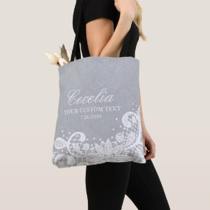 Tote Bag Mariage de dentelle blanche Vintage