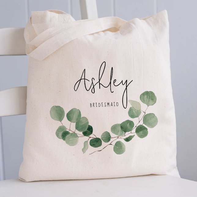 Tote Bag Mariage de feuille d'eucalyptus Bridesmaid (Créateur téléchargé)