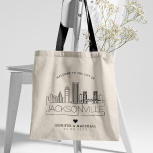 Tote Bag Mariage de Jacksonville, Floride Skyline stylisé