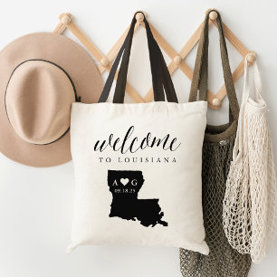 Tote Bag Mariage de la Silhouette de Louisiane Bienvenue Fo