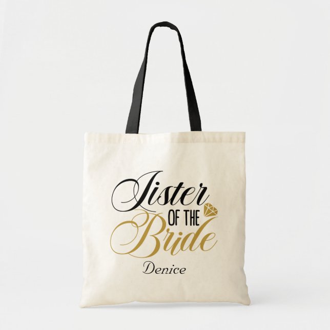 Tote Bag Mariage de nom d'ajout de soeur Bride (Devant)