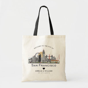 Tote Bag Mariage de San Francisco Skyline stylisée
