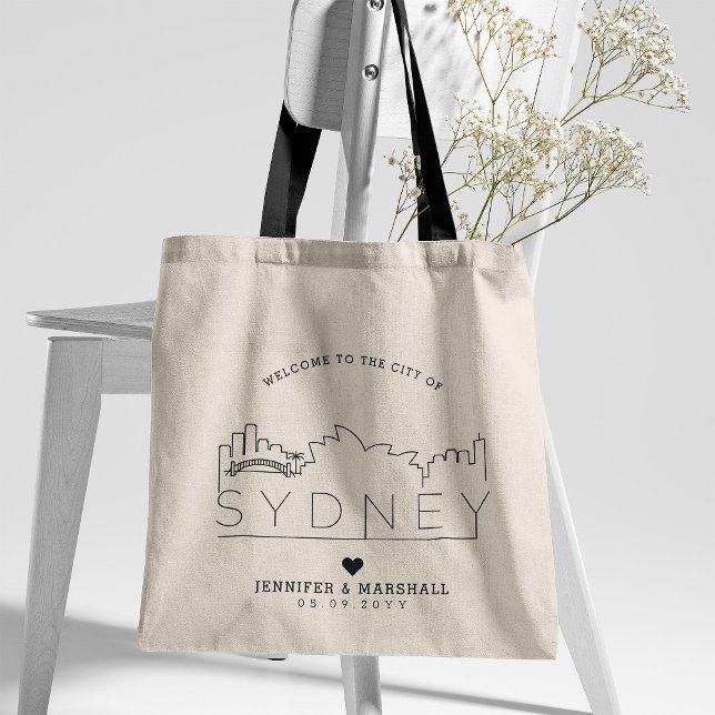Tote Bag Mariage de Sydney Australie | Ligne Skyline Déco S (Créateur téléchargé)