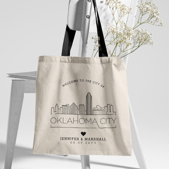 Tote Bag Mariage d'Oklahoma City | Skyline stylisée (Créateur téléchargé)