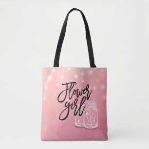 Tote Bag Mariage Faveurs Fleur Fille Mason Jar String lumiè