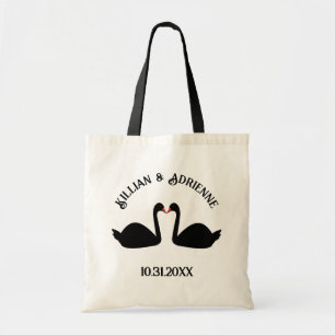 Tote Bag Mariage gothique Baiser Black Swans Personnalisé