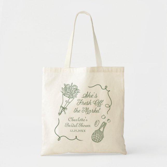 Tote Bag Mariage Handrawn Frais sorti du marché (Devant)