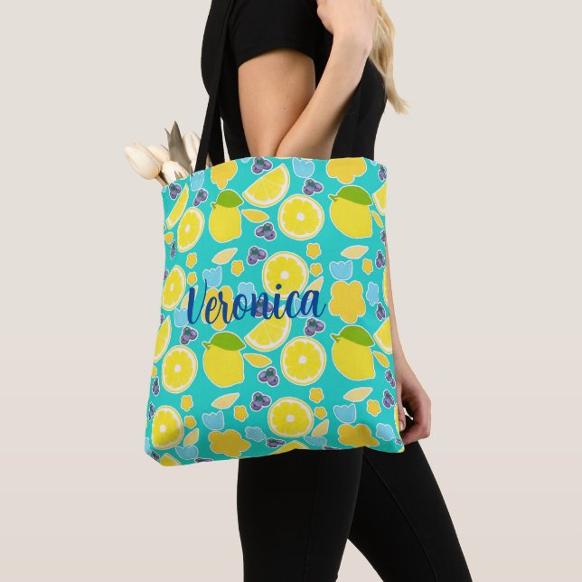 Tote Bag Mariage Moderne aux Citrons (De près)