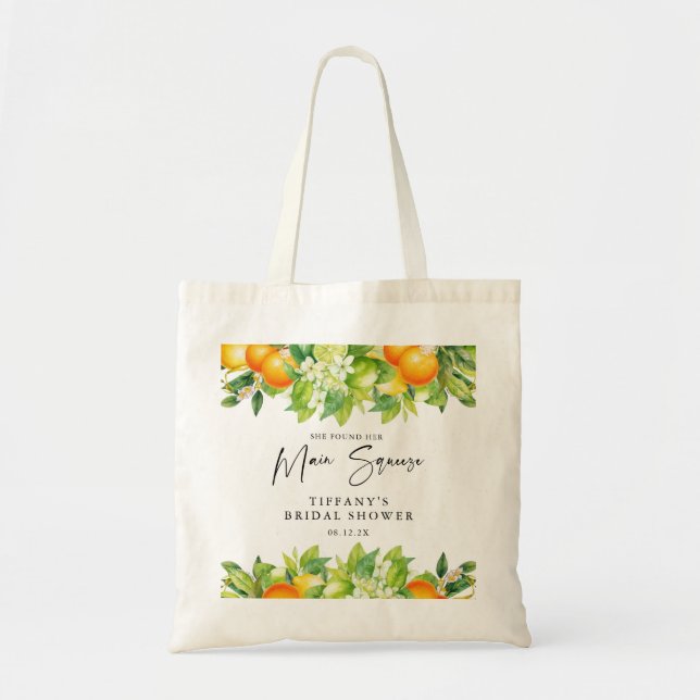 Tote Bag Mariage Moderne d'Été Oranges Citron Agrumes (Devant)