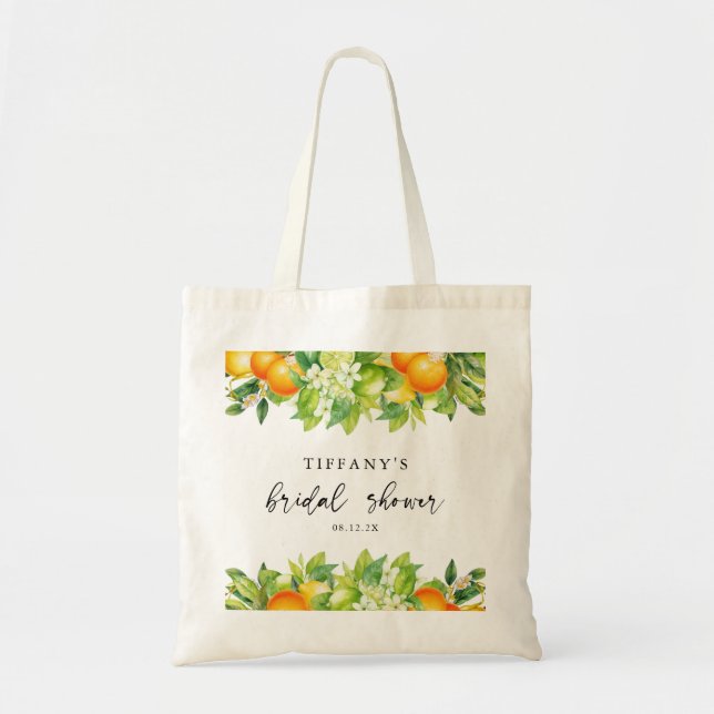 Tote Bag Mariage Moderne d'Été Oranges Citron Citrus (Devant)
