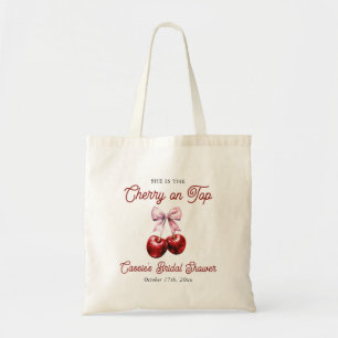 Tote Bag Mariage Moderne Rose Cerise avec un Nœud Rose
