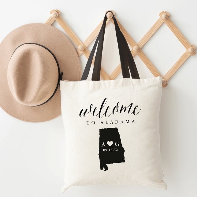 Tote Bag Mariage Silhouette d'Etat Bienvenue Fourre-tout |  (Créateur téléchargé)
