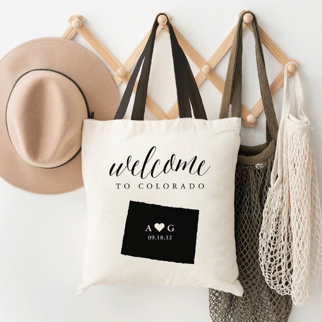 Tote Bag Mariage Silhouette d'Etat Bienvenue Fourre-tout |  (Créateur téléchargé)