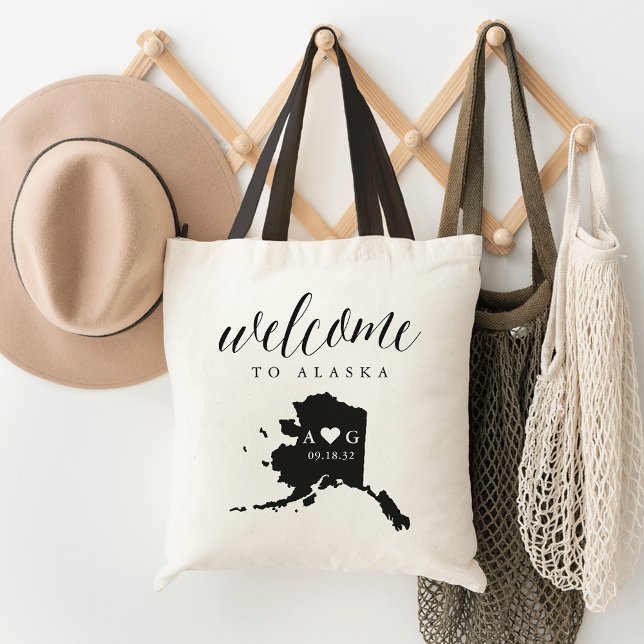 Tote Bag Mariage Silhouette d'Etat Bienvenue Fourre-tout |  (Créateur téléchargé)