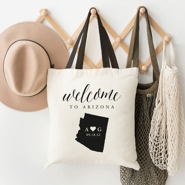 Tote Bag Mariage Silhouette d'Etat Bienvenue Fourre-tout |  (Créateur téléchargé)