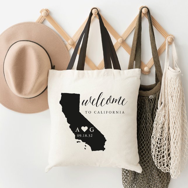 Tote Bag Mariage Silhouette d'Etat Bienvenue Fourre-tout |  (Créateur téléchargé)