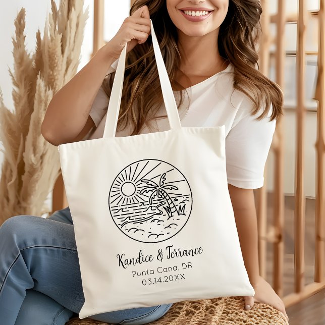 Tote Bag Mariage sur la plage Destination tropicale de l'îl (Créateur téléchargé)