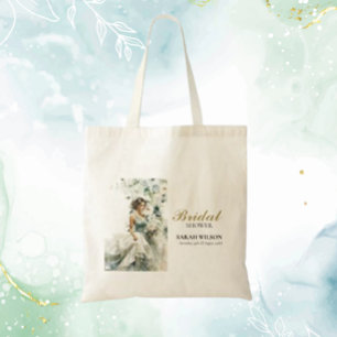 Tote Bag Mariage Thème Eucalyptus Bleu Poussiéreux